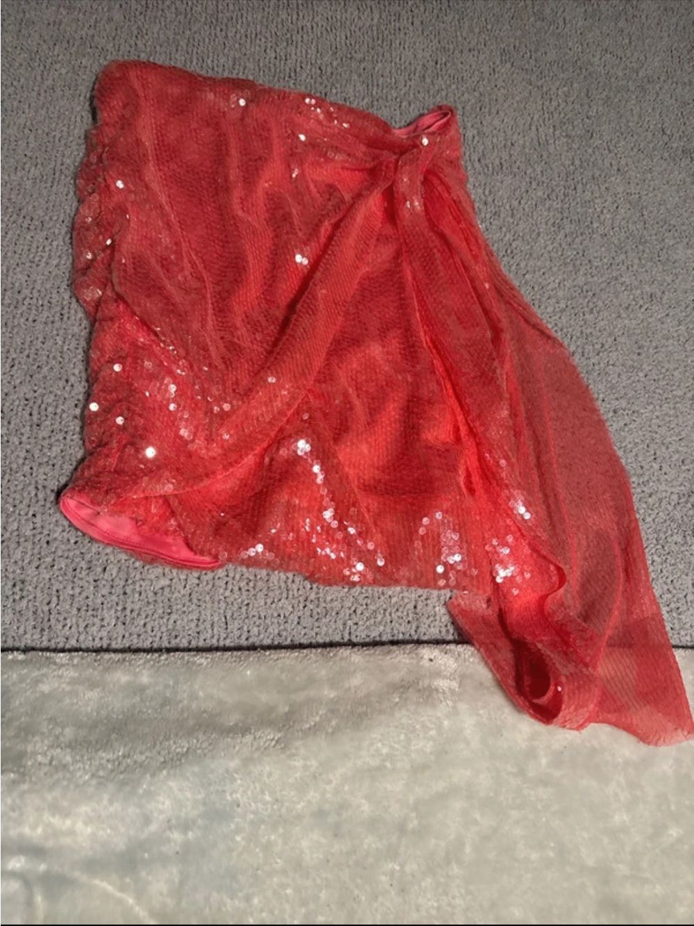 Women's Red Sequin Mesh Scarf